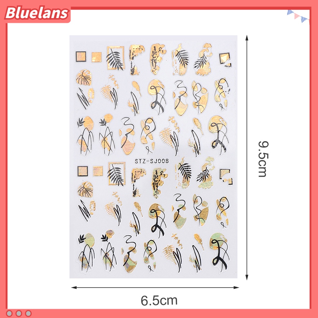 [BLM] 2pcs Dekorasi Kuku Indah DIY Ringan Two-tone Gilt Rose Nail Decals Untuk Wanita