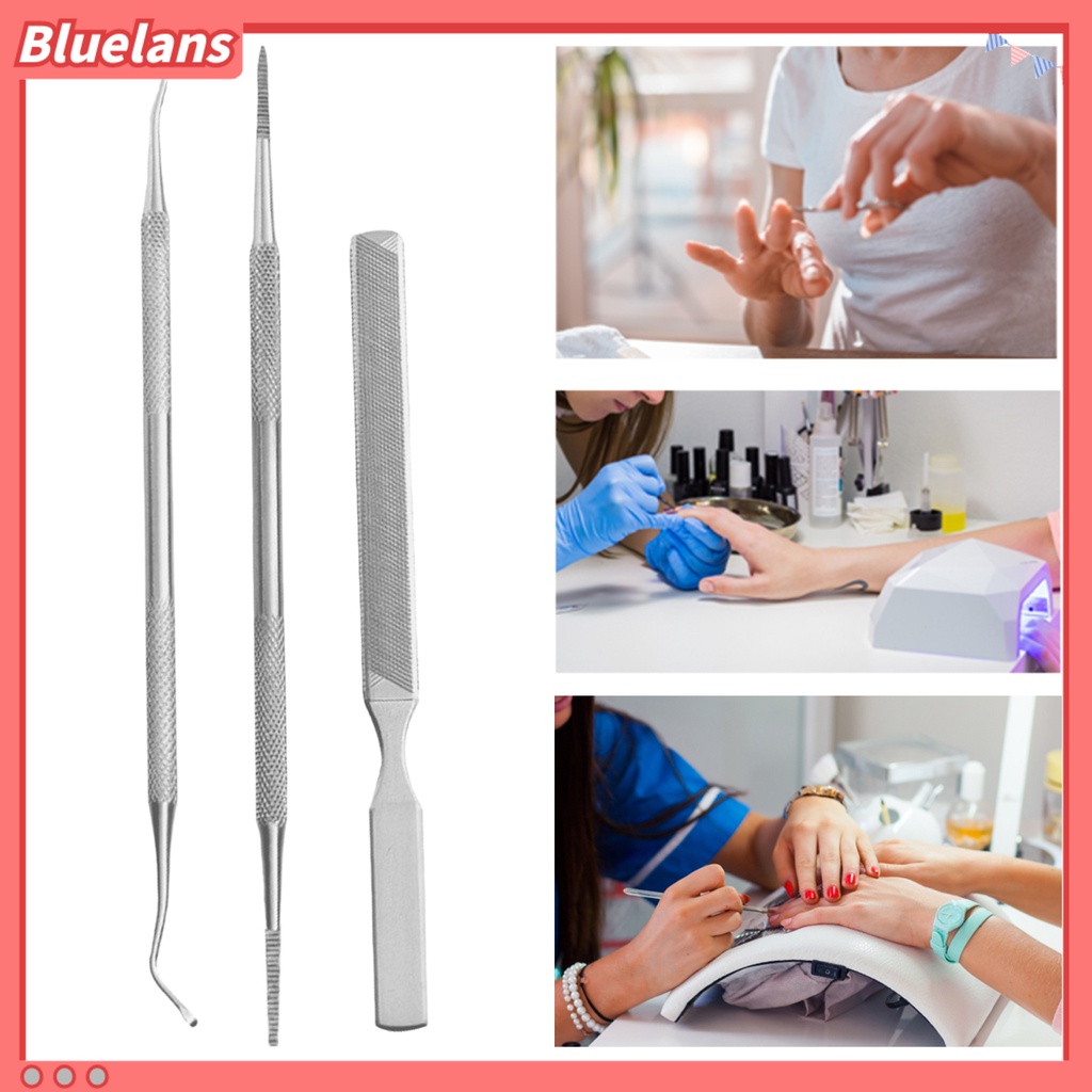 [BLM] 3pcs/set Nail Lifter File Pembersih Kuku Profesional Ujung Ganda Ingrown Toe Correction Lifter File Pedicure Alat Manicure Care