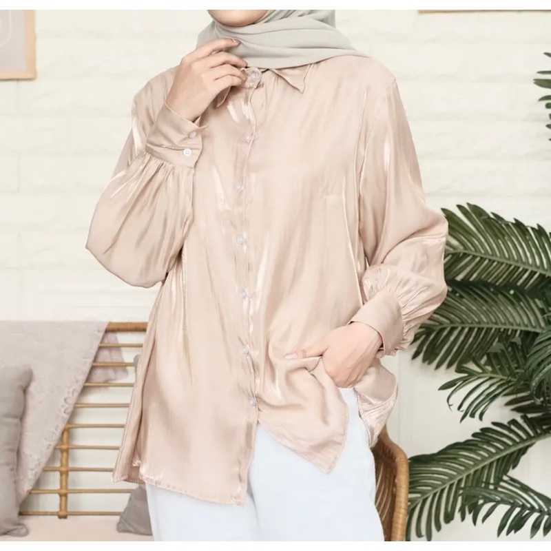 Inara Kemeja Wanita Shimmer Atasan Wanita Terbaru Blouse Bahan Shimmer