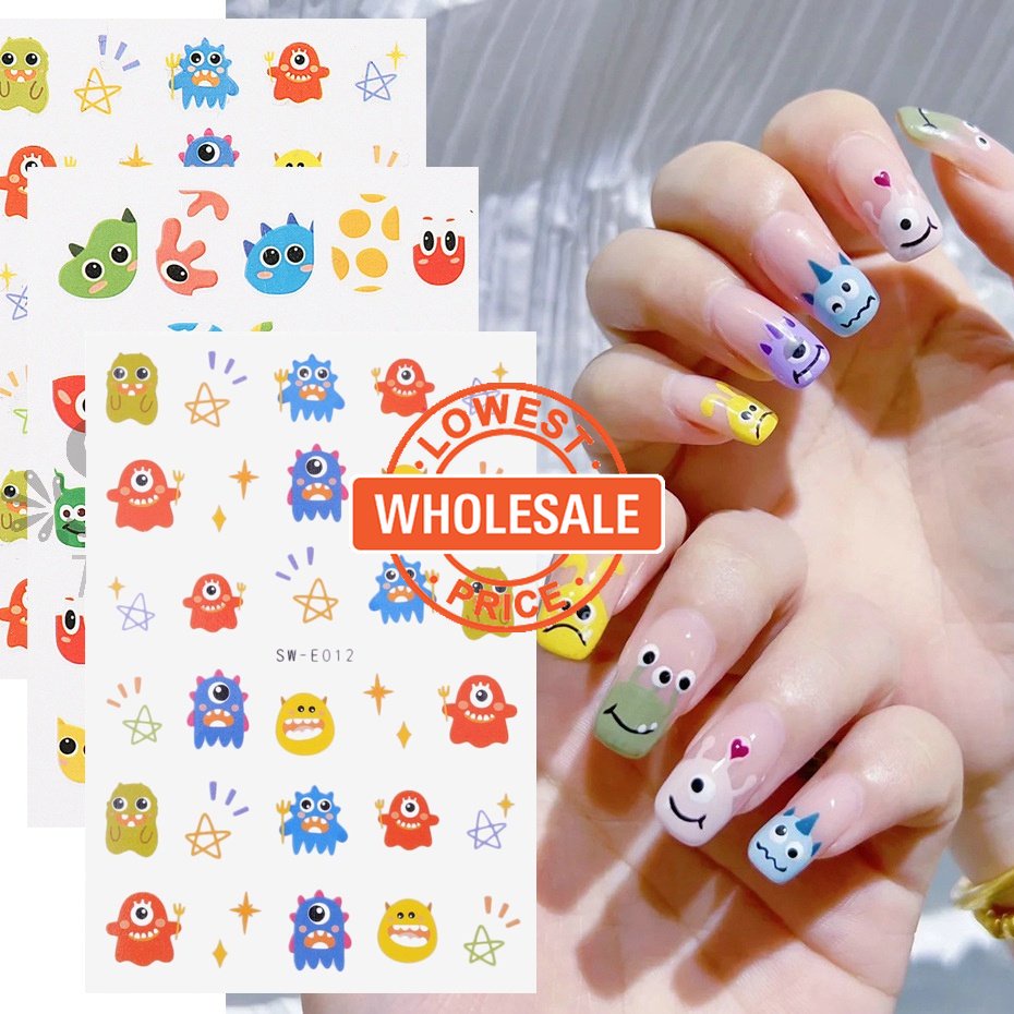 [Harga Grosir] 1pc Colorful Manicure Decor Self-Adhesive 3D Monster Kecil Kuku Stiker Kartun Mata Besar Stiker Kuku DIY Nail Art Slider Aksesoris Kuku Alat Kuku Untuk Wanita