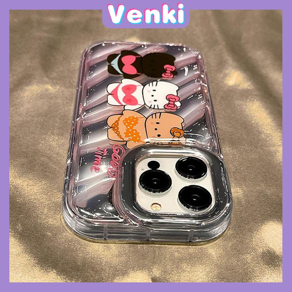 VENKI - Untuk iPhone 11 Laser Reflektif Bening Ponsel Case TPU Lembut Shockproof Airbag Ponsel Case Lucu Kartun Kucing Kompatibel dengan iPhone 14 13 Pro max 12 Pro Max XR XR 7Plus 8Plus