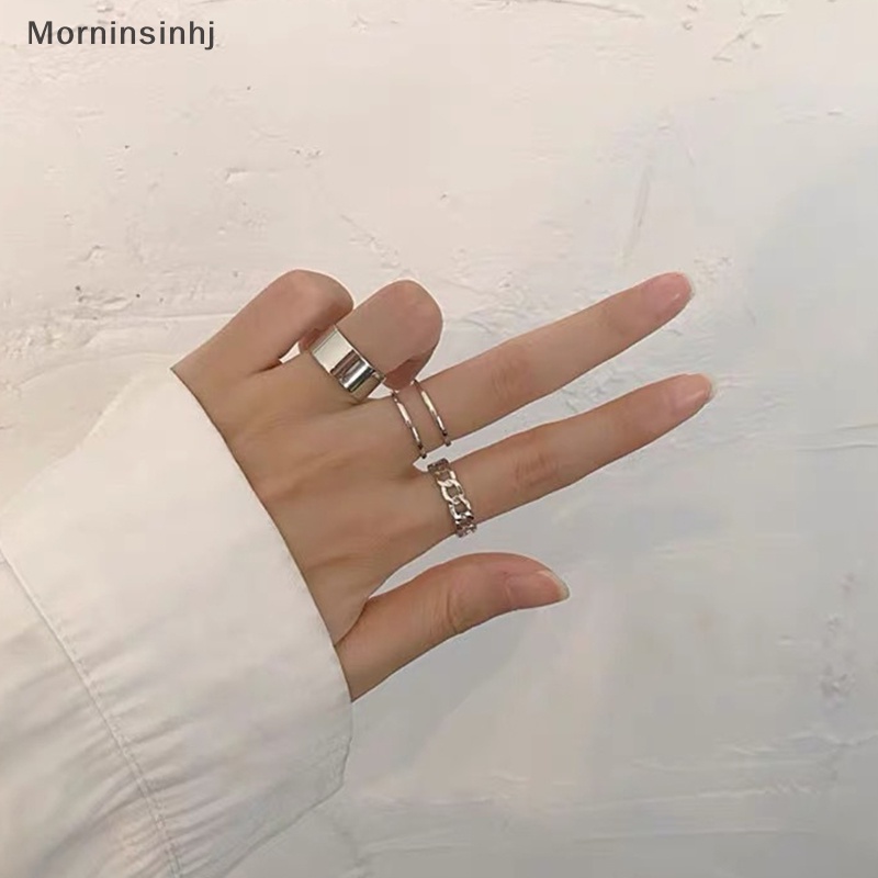 Mornin 3PCS Hip Hop Warna Silver Finger Ring Adjustable Perhiasan Rings Set Untuk Pria Wanita Gothic Aesthetic Rings Trendy Aksesoris id