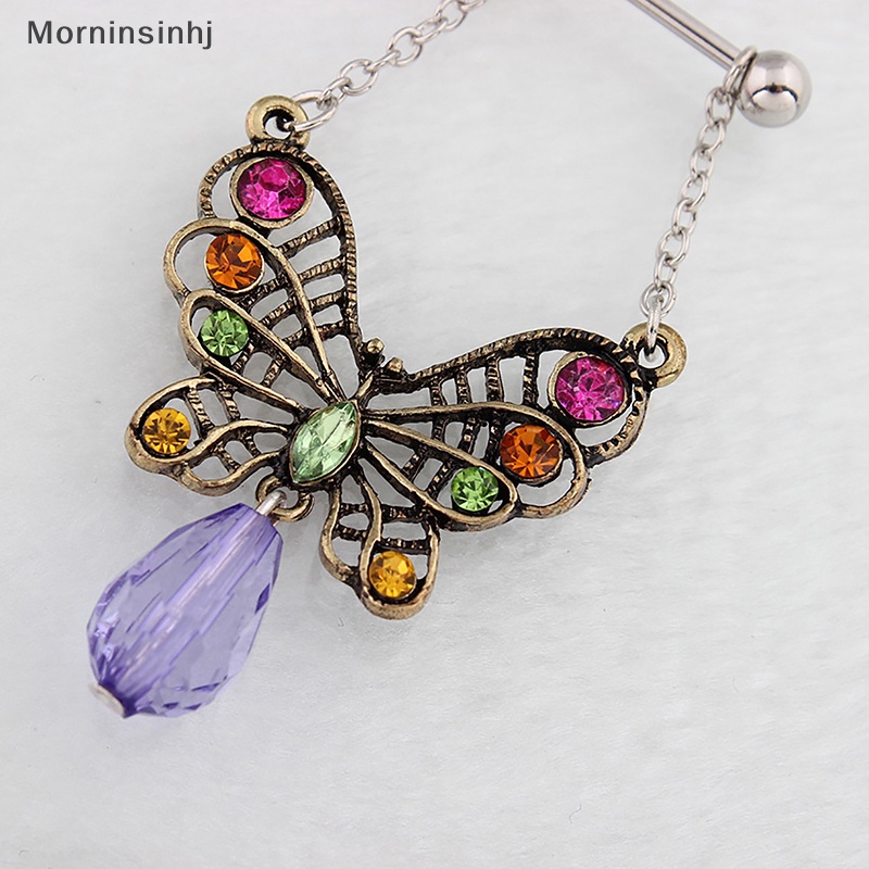 Mornin Cincin Nipple Butterfly Warna Bronze Bahan Stainless Steel Kreatif Kristal Untuk Wanita Perhiasan Tubuh Seksi id