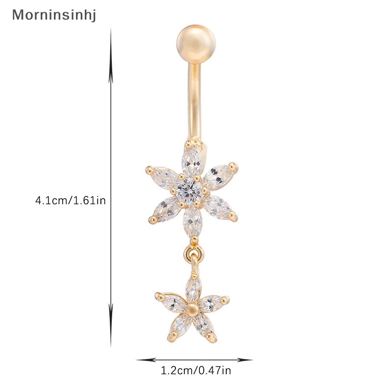 Mornin 1PCS Bunga Zirkon Pusar Perhiasan Cincin Perut Perhiasan Tubuh Untuk Wanita Pantai Belly Navel Rings id