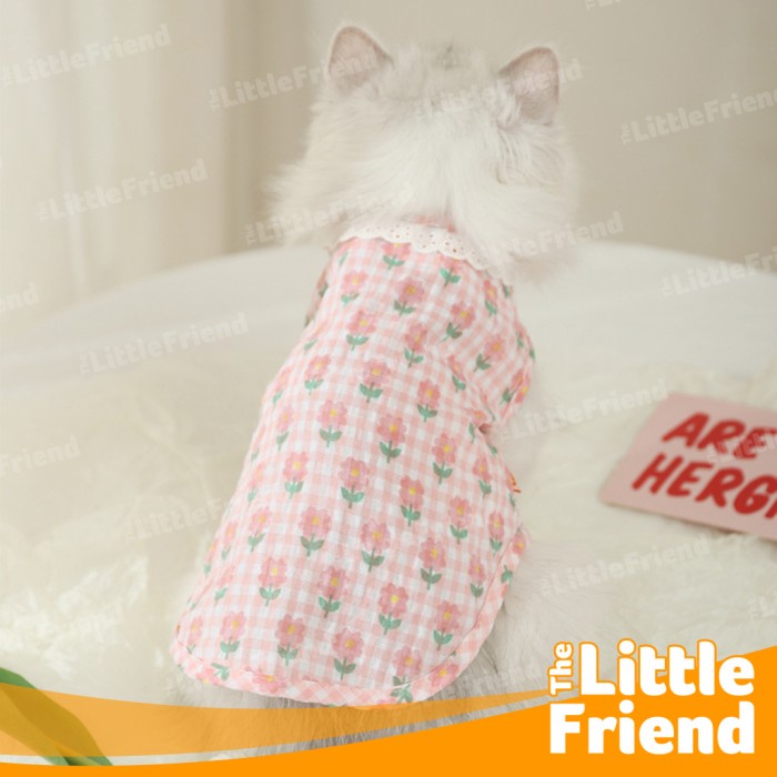 Baju Anjing Kucing Daily Summer Sunflower Thin Lace Neck Tipis Halus