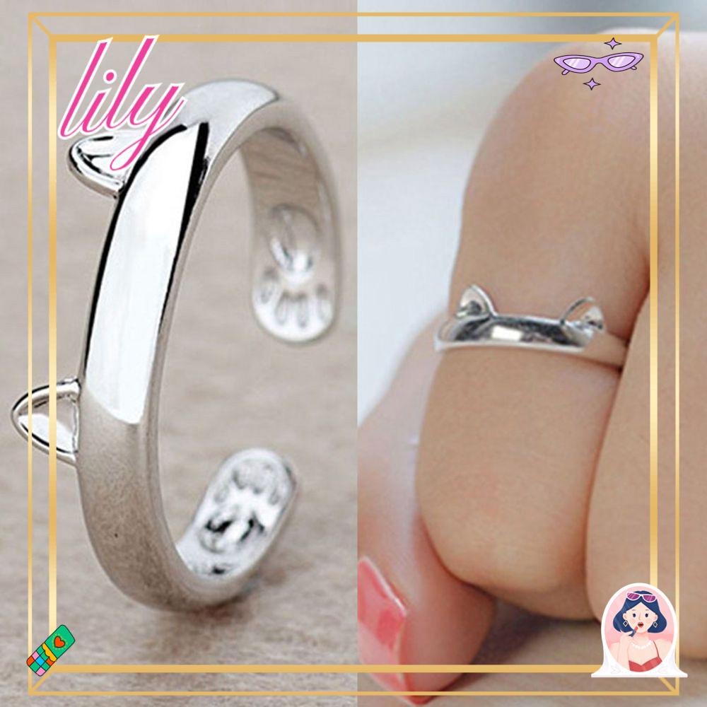 Lily Cincin Jari Terbuka Indah Pernikahan Hewan Perempuan Perak925 Sterling