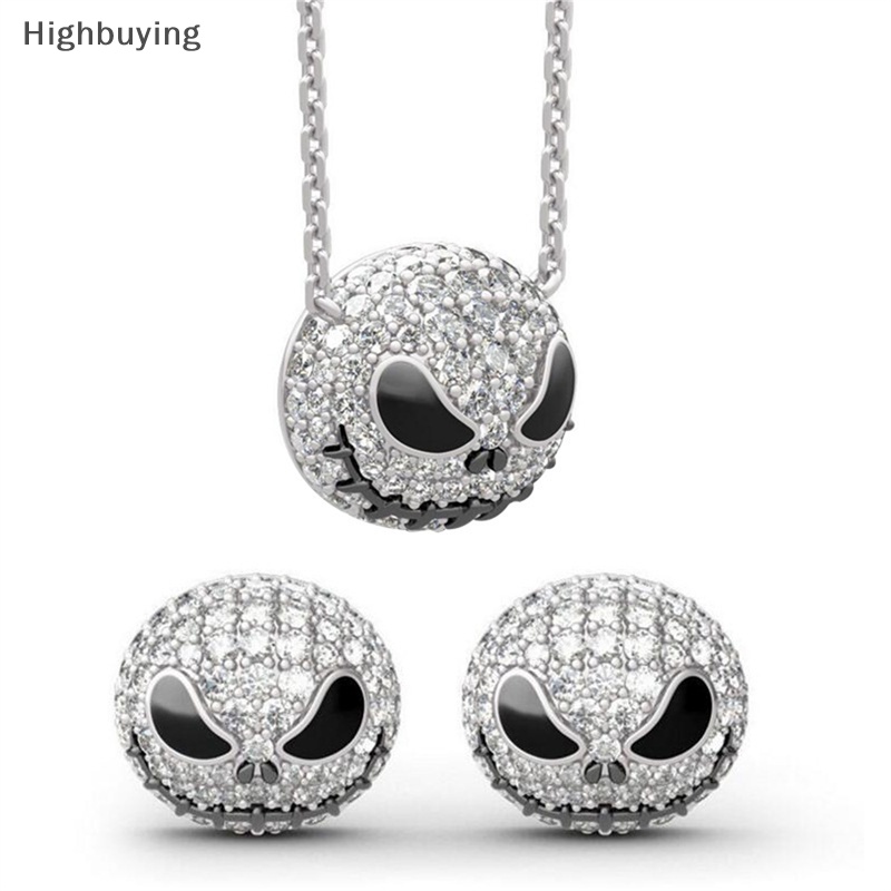 Hbid Perhiasan Cincin Natal Crystal Ring Kalung Liontin Tengkorak Stud Sally Jack Skellington Tetesan Minyak Berlian Tengkorak Setan Glory