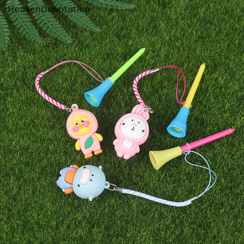 [HeavenDenotation] Tee Karet Golf Dengan Tali Motif Kartun Handmade Mencegah Kerontokan Dudukan Bola Golf HDV