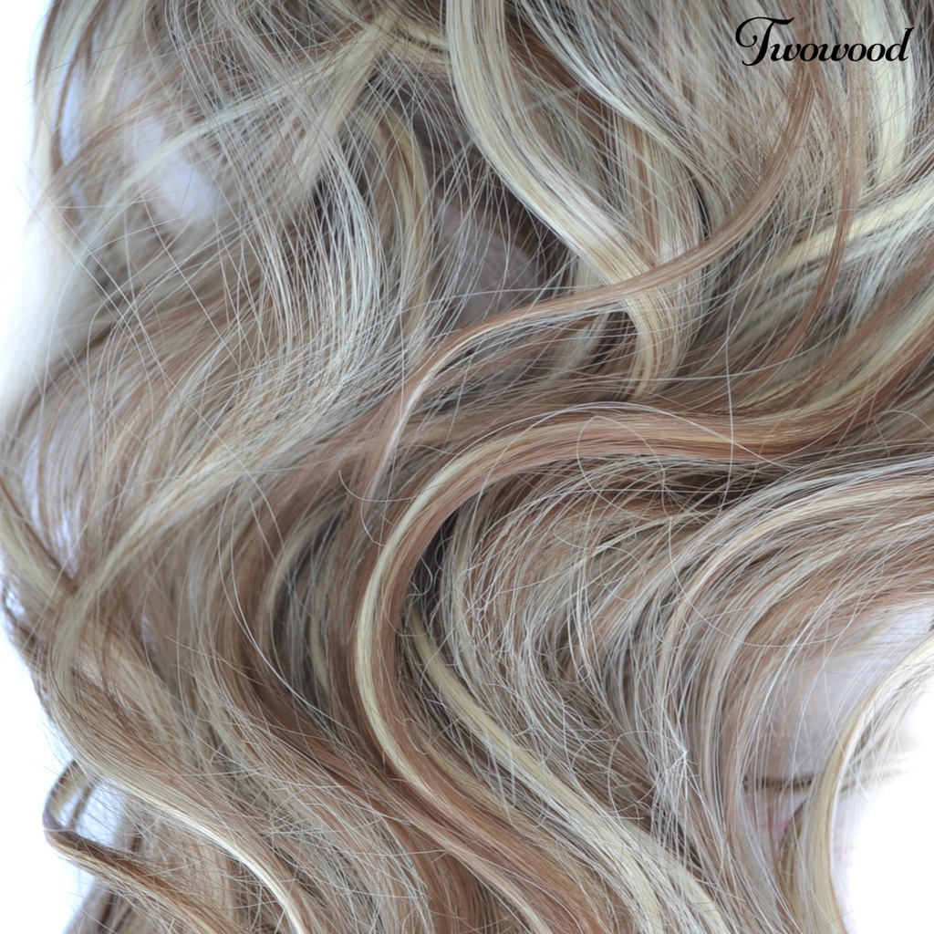 Twowood Wavy Wig Clip Rambut Panjang Ekstensi Keriting Alami Serat Suhu Tinggi Wanita Klip Wig Untuk Salon