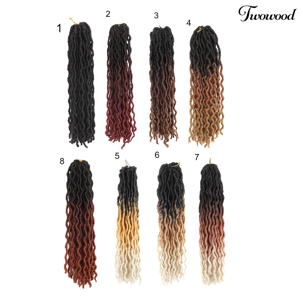 Twowood Braided Wig Curly Memperpanjang Rambut Tekstur Tebal Gimbal Hitam Wanita Faux Locs Crochet Wig Untuk Perempuan