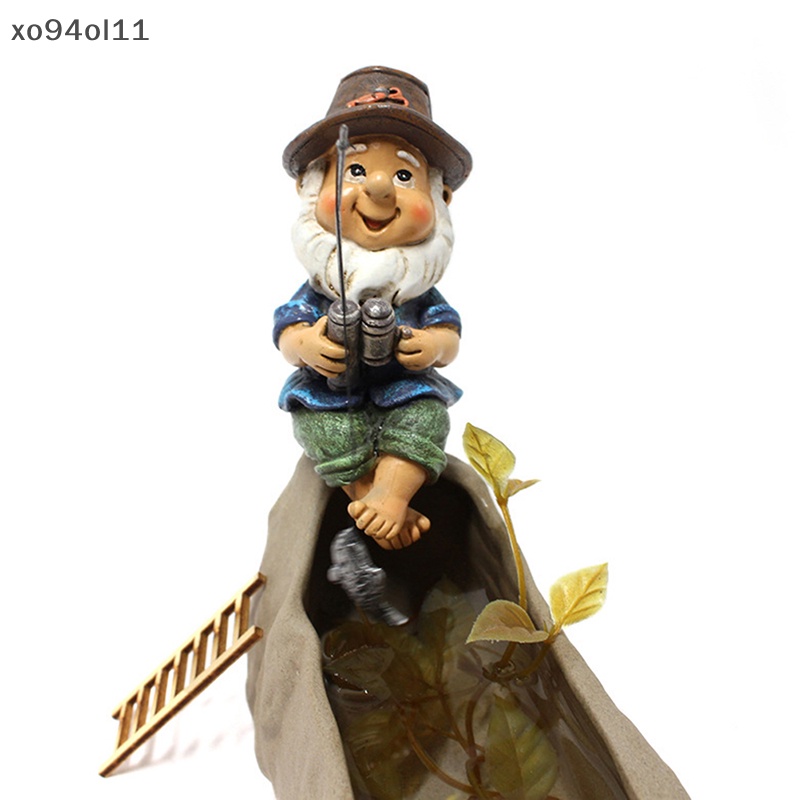 Xo Patung Resin Taman Gnome Mini Outdoor Gnome Ornamen Rumput Lucu Gnome OL