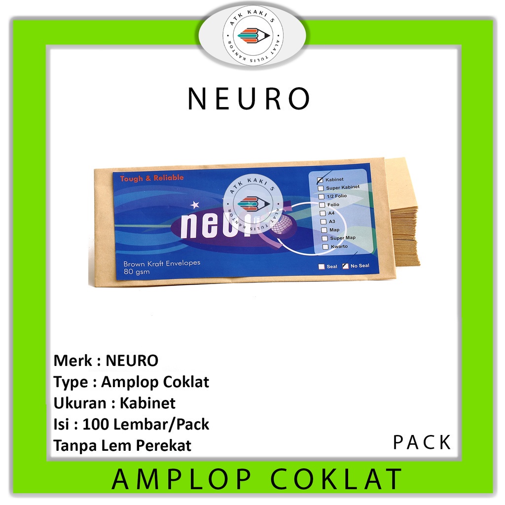 

NEURO - Amplop Coklat Ukuran Cabinet Non Seal - Pack