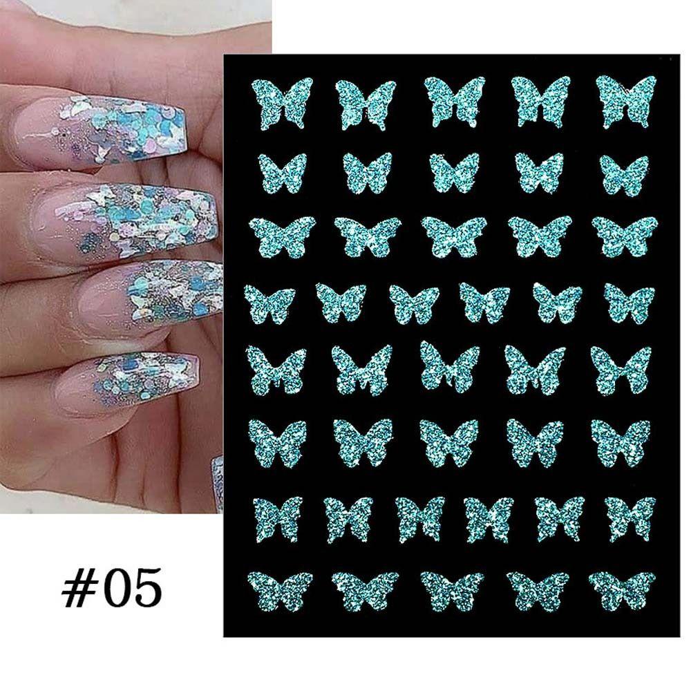 AUGUSTINA Stiker Kuku Kupu Agustina Colorful Aurora Twinkle Self Adhesive Dekorasi Kuku