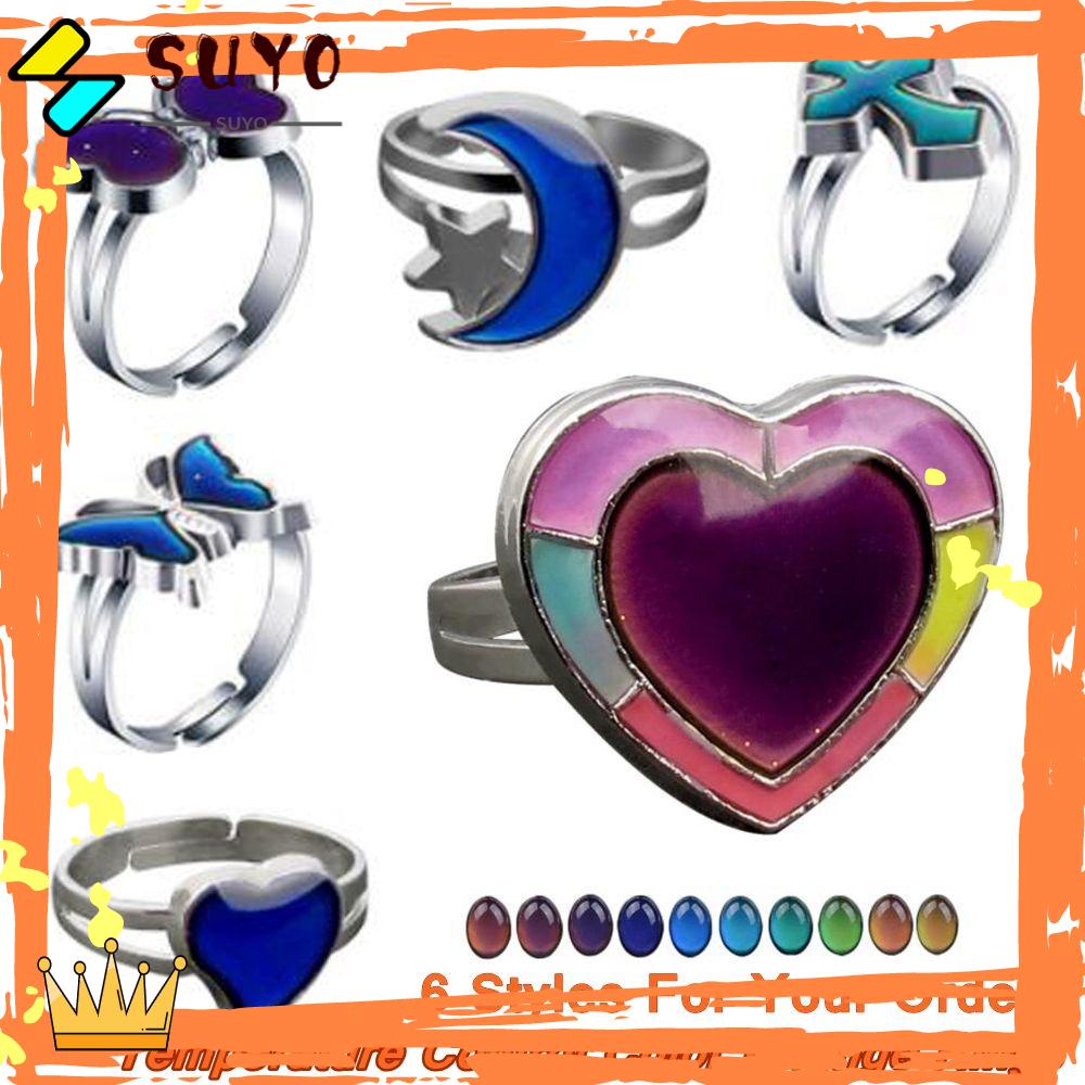 Suyo Cincin Berubah Warna Pesta 6Styles Temperature Control Luminous Adjustable Moon