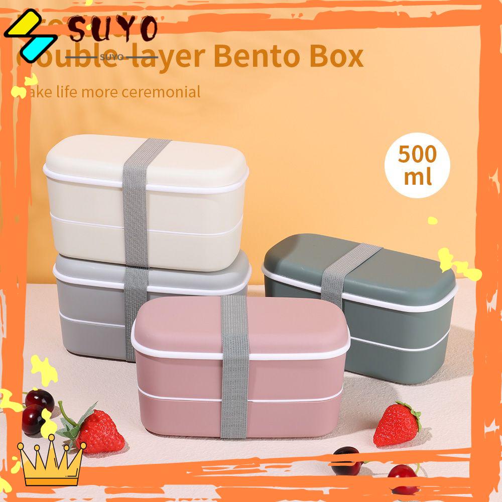 Suyo Bento Box Aksesoris Dapur Double Layers Ramah Lingkungan Lunch Box