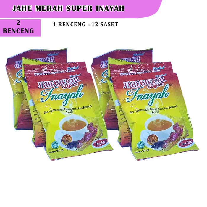 

Jahe Merah Inayah [2 renceng] jahe merah Super Plus Gingseng 24sachet