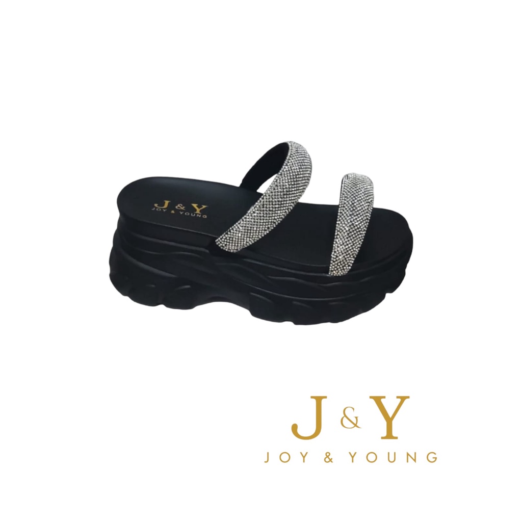 [J&amp;Y] [Joy &amp; Young] [ORIGINAL] [JY] 1470 Sepatu Sandal Wanita Wedges Heels Hak 6821 Les Blink Dua TINGGI ELEGAN CANTIK Pesta Keren Trend Casual Kualitas bagus Impor