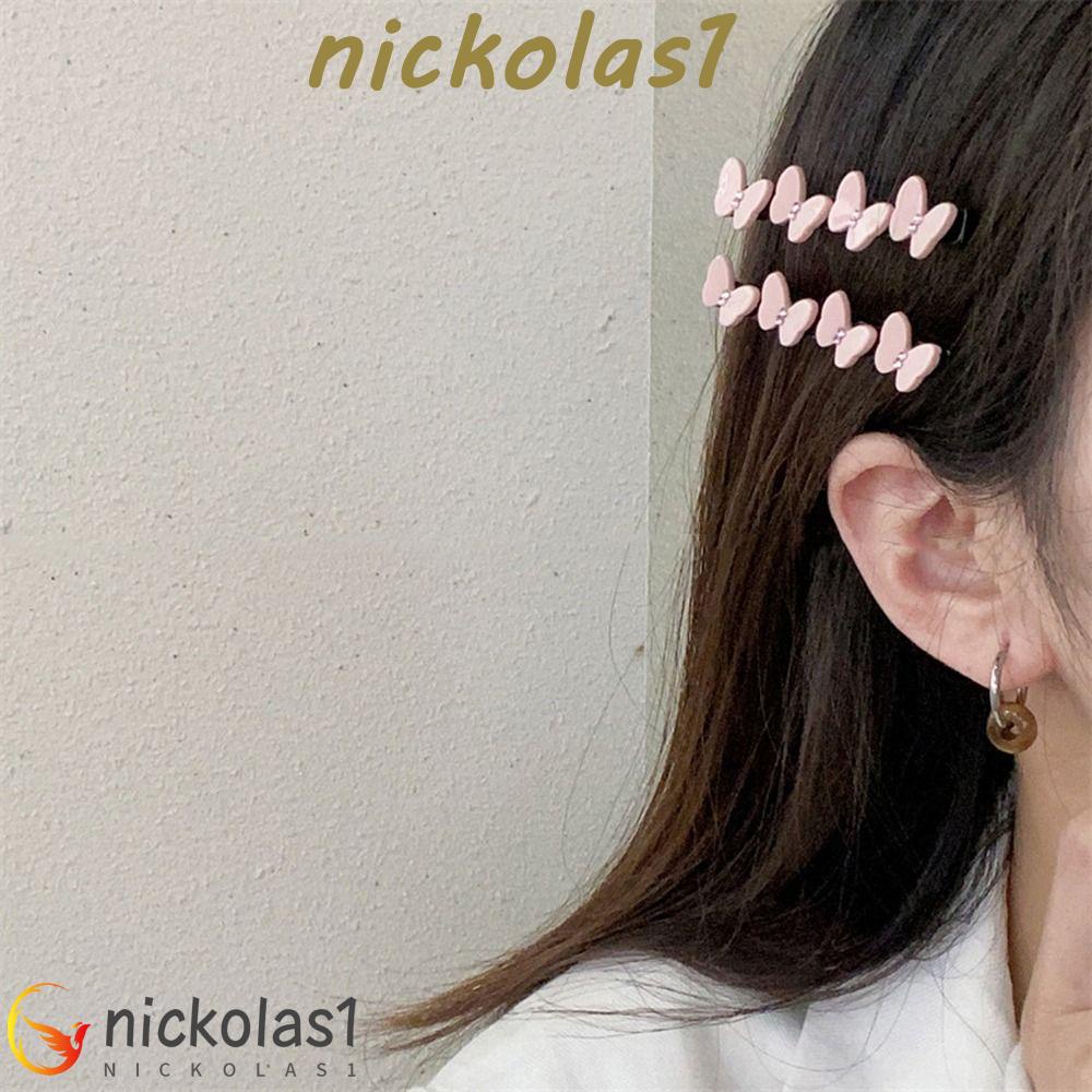 Nickolas1 Jepit Rambut Kupu-Kupu Manis Hiasan Kepala Klip Samping Untuk Gadis Y2k Hadiah Klip BB Berlian Untuk Wanita Duckbill Clip