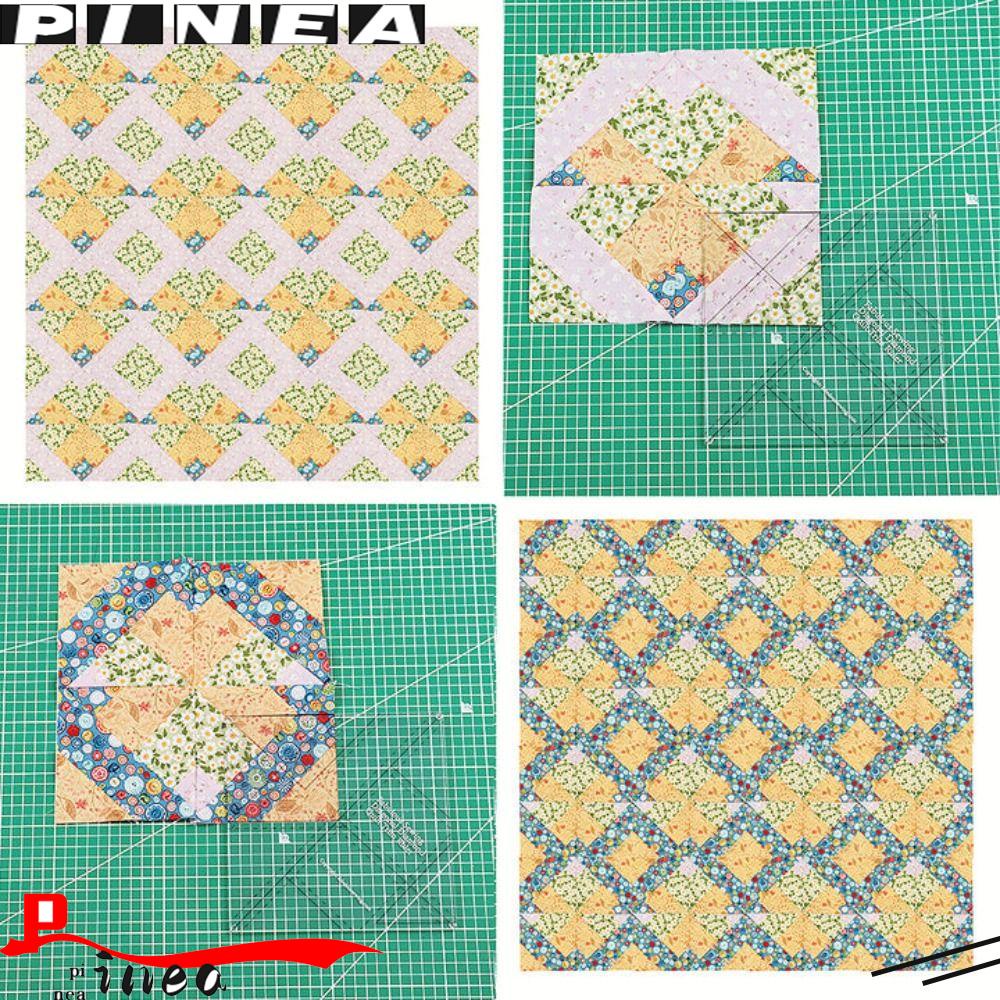 Penggaris Quilt Berlian Diagonal Nanas Baru Tahan Lama Dengan Petunjuk|Alat Quilting Template Quilting