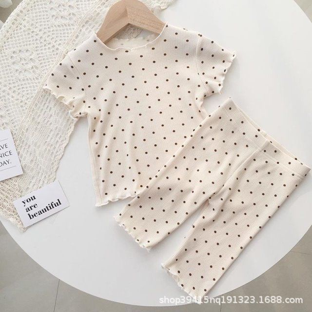 SETELAN PIYAMA BAJU SANTAI ANAK MOTIF POLKADOT IMPORT