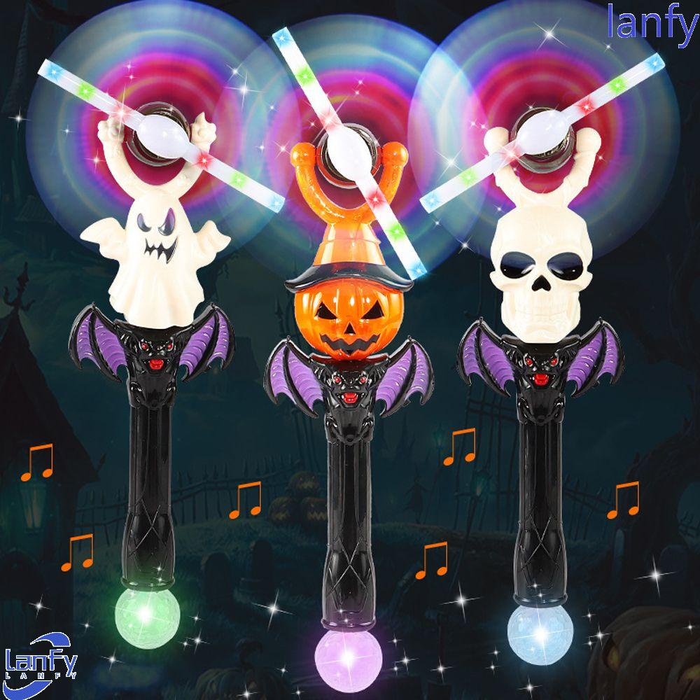 Lanfy Halloween Glow Stick Halloween Anak Hadiah Bentuk Strip Suasana Meriah Aksesoris Pesta Bercahaya Kincir Angin Mainan Musik Bercahaya Stik