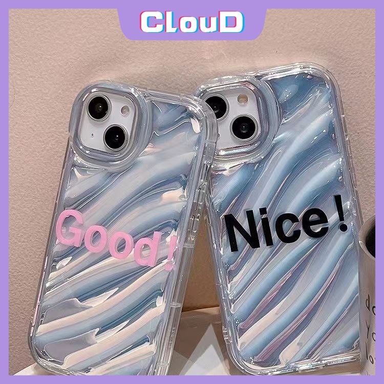 IPHONE Case Kerut Stereo 3D Kompatibel Untuk Iphone11 14 13 12 Pro Max7 6 8 6S Plus Se2020 7Plus XR XS X MAX Huruf Sederhana Bagus Bagus Dazzle Warna Kartu Laser Mewah Soft Cover