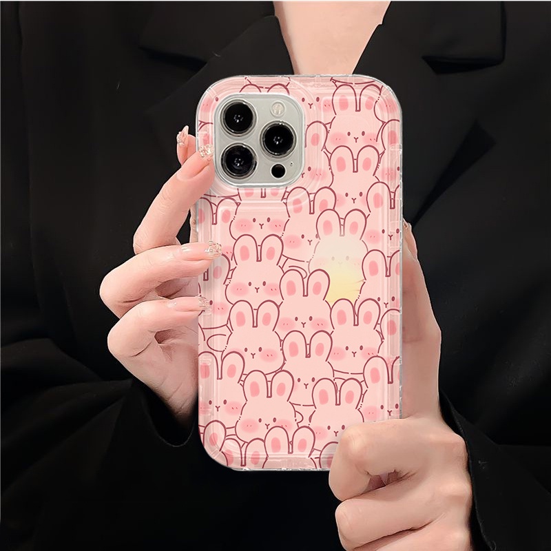 Kelinci Lucu Soft Phone Case Kompatibel Untuk IPhone Casing14 13 11 12 Pro XS Max X XR 7+ 8plus TPU Silikon Shockproof Cover