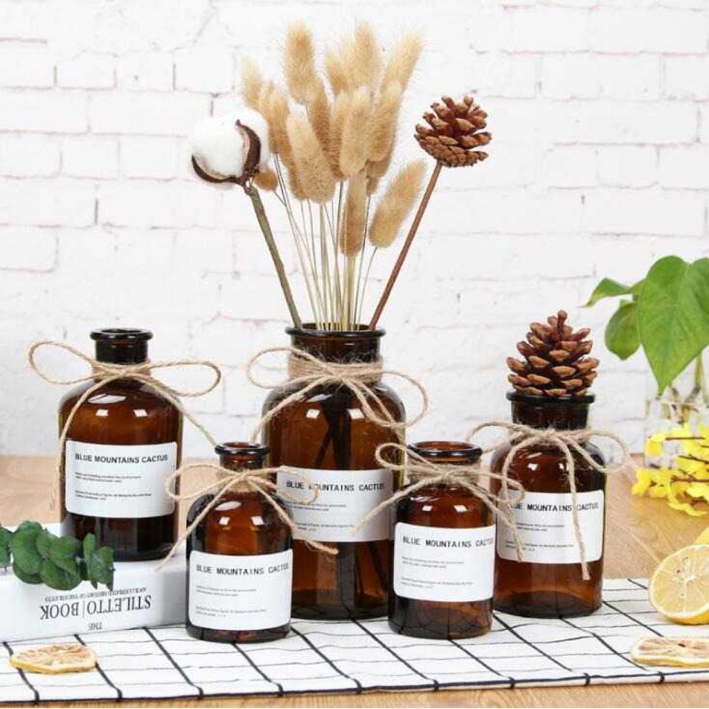 Vas Bunga Botol Kaca Minimalis Aesthetic Bottle Vases Flower Pot