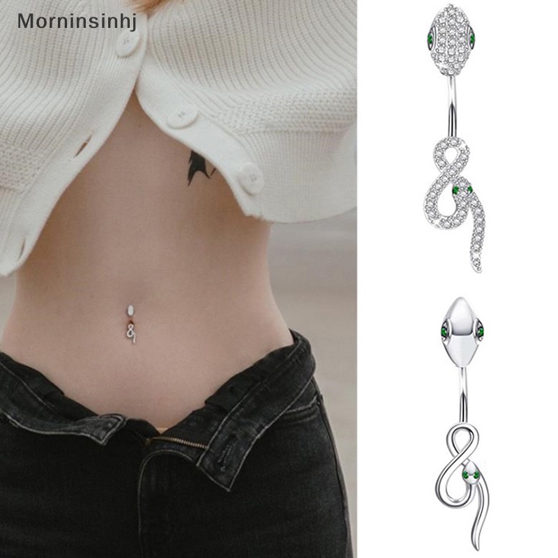 Mornin Stainless Steel Snake Belly Button Perhiasan Zirkon Cincin Perut Untuk Wanita Aksesoris Tubuh Belly Bars Fashion Navel Ring id