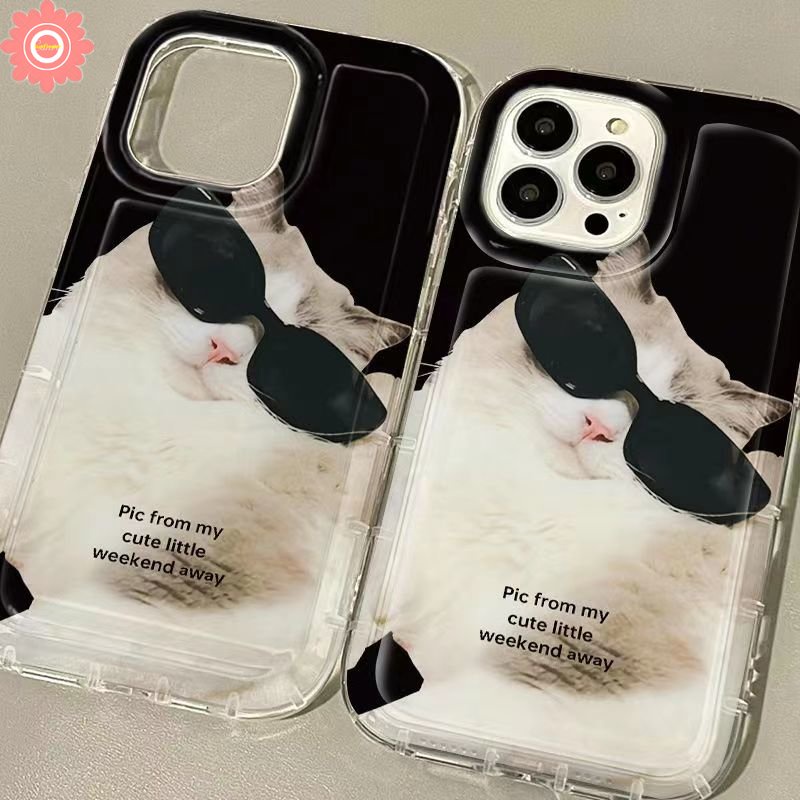 Case Pasangan Untuk Redmi 9A 9C NFC 12C A1 10 A2 10A 9 9T Redmi Note10 11 9 11s 10s 8 10 Pro Max POCO F4 Imut Memakai Sunglasse Hewan Keren Kucing Anjing Airbag Soft Case