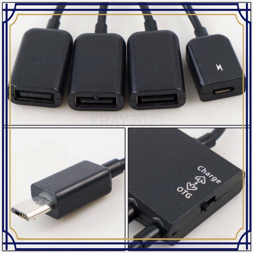 Multifunction Micro USB OTG Hub 4 in 1 Data Cable &amp; Charge -HB111