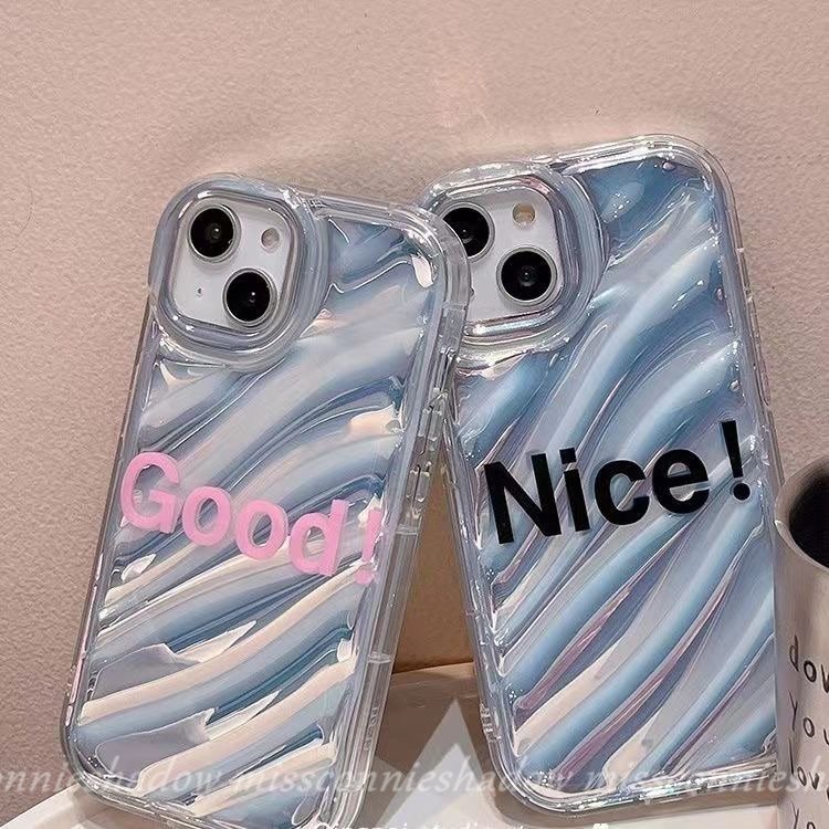 Case Kreatif Simple Huruf Smile Mewah Kompatibel Untuk IPhone 7Plus XR 11 13 14 12 Pro MAX 8Plus 8 7 6 6S Plus X XS MAX SE 2020 3D Stereo CorrugationDazzle Color Laser Card Case