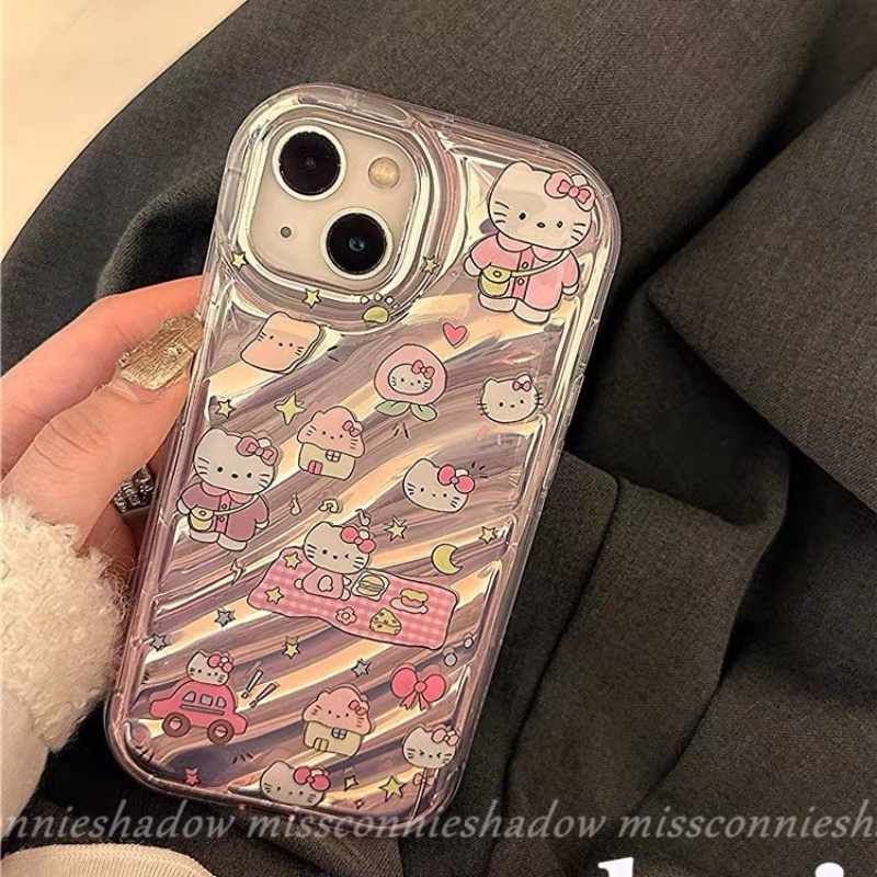 Keypad Case Numerik Vintage Kreatif Kompatibel Untuk IPhone XR 7Plus14 13 11 12 Pro MAX 8 6 6S Plus X XS MAX SE 2020kartun Lucu Hello Kitty 3D Stereo Corrugation Color Card Cover