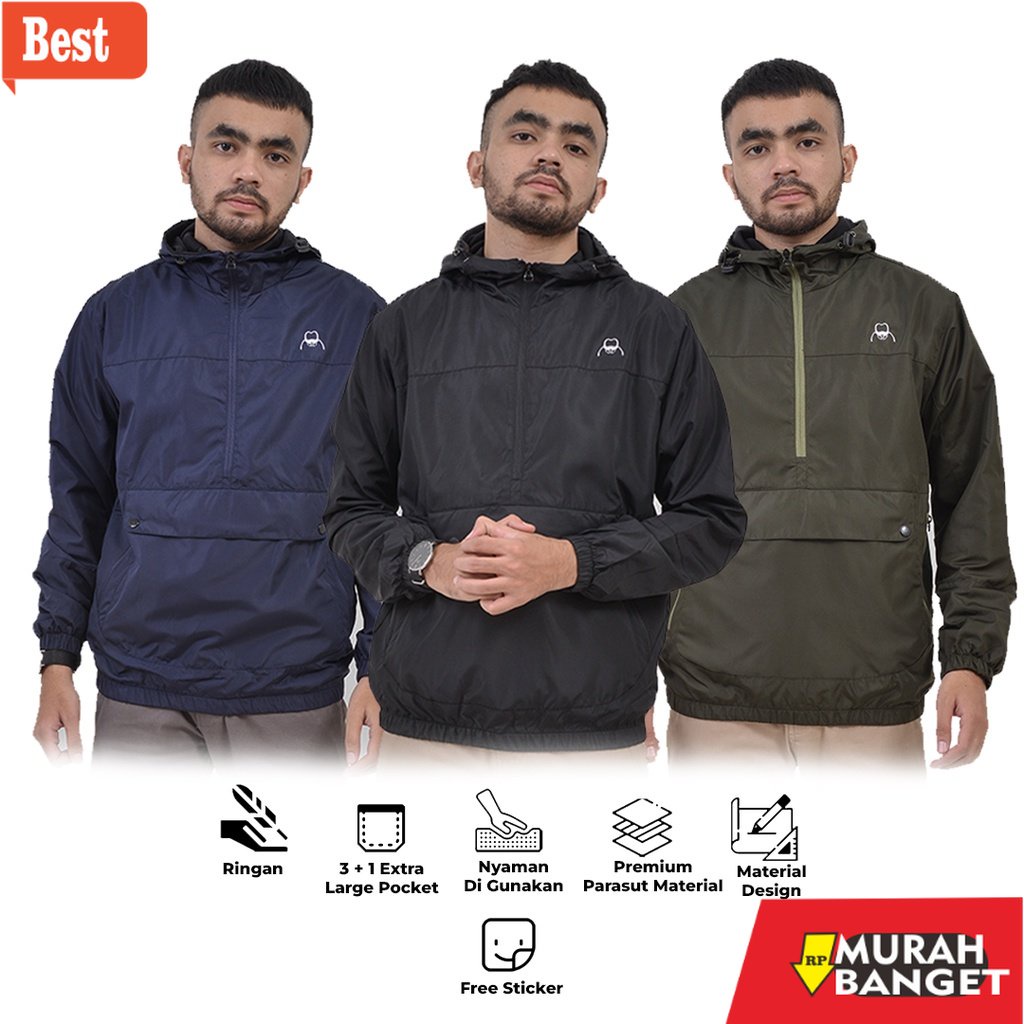 Jaket parasut pria terbaru- BREY Jaket Pria Cagoule Parasut Maze Jacket