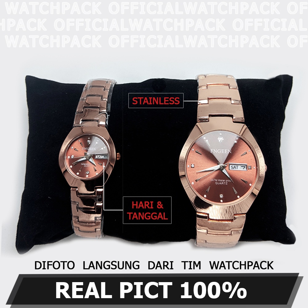 PROMO!!! Jam Tangan Pria Wanita Couple FNGEEN 5808 Stainless Steel Analog Quartz Original Tahan Air + Free Box