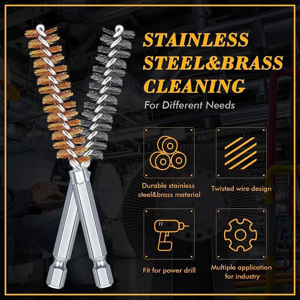 Populer 12PCS Sikat Bore Kawat Set Ukuran Berbeda Sikat Pembersih Kuat Tahan Lama Untuk Power Drill Impact Driver