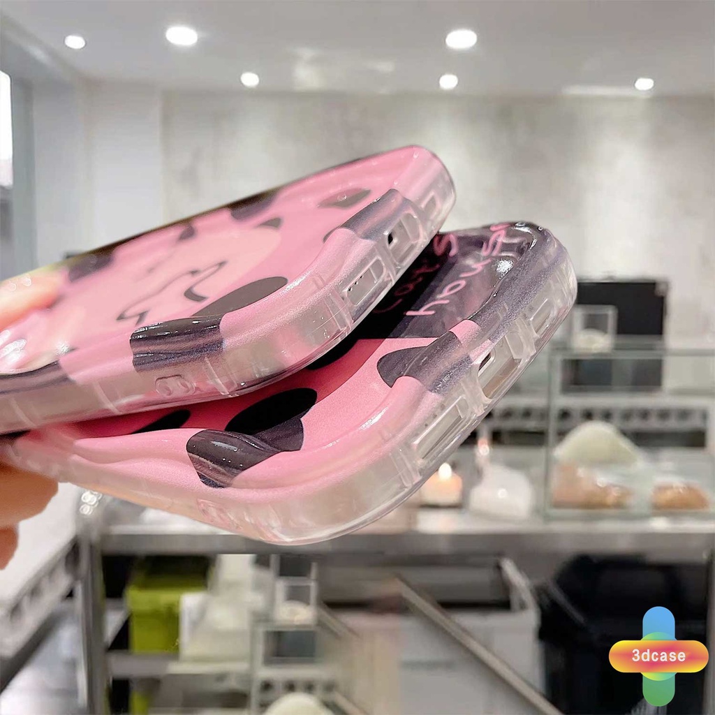 Casing kitty Leopard Kotak Kotak Shockproof Case Kompatibel Untuk IPhone 13 12 11 14 PRO MAX 6 7 6S 8 14 Plus X XR XS MAX 11 12 13 Se 2020 6SPlus 7Plus 6Plus 8Plus 14Plus XSMAX Kucing Lucu 3D Wavy Curved Edge Glossy Airbag Soft Cover