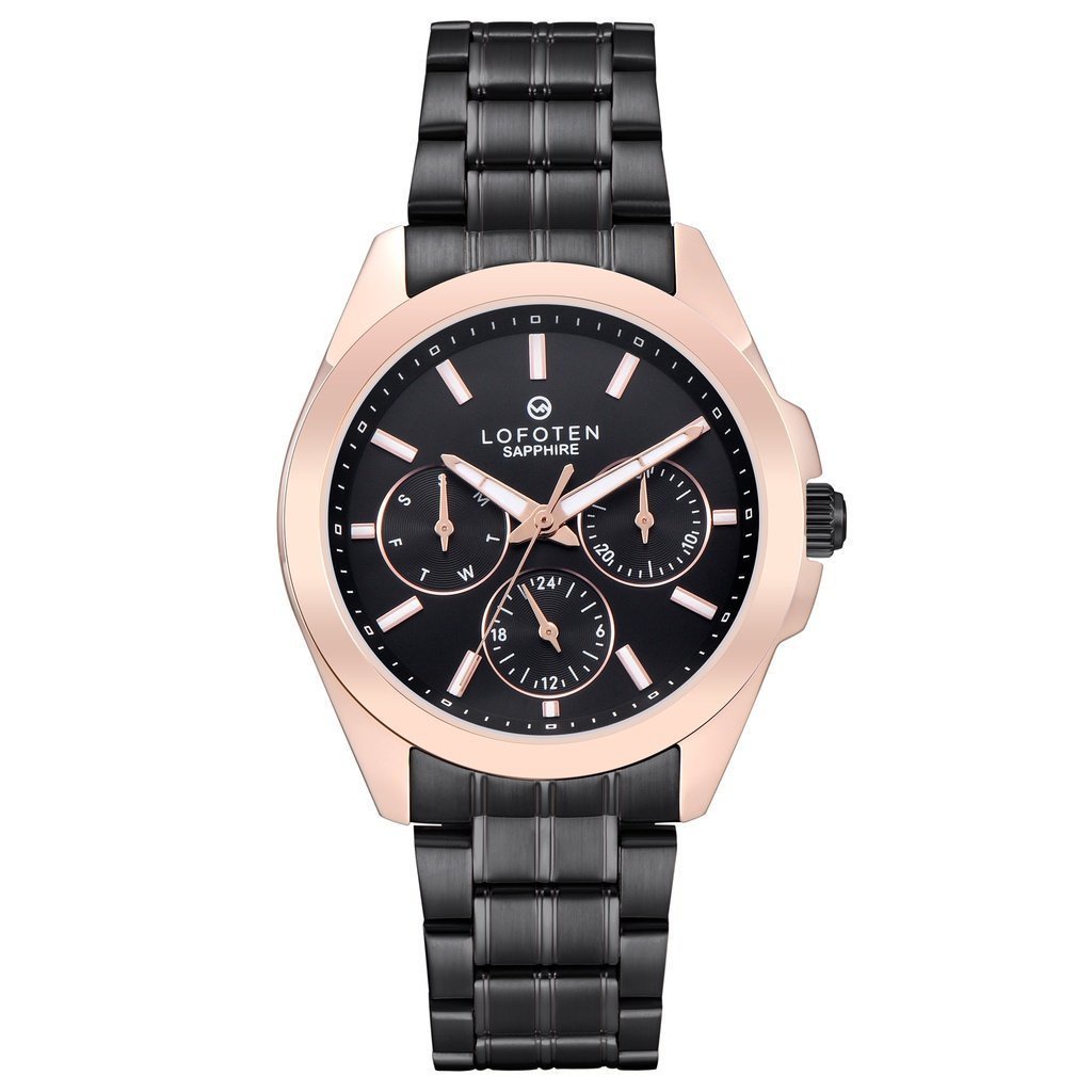 Jam Tangan Wanita Lofoten 2319 Fashion Formal Kasual Cewek Chrono Aktif Rantai Stainles Steel Sapphi