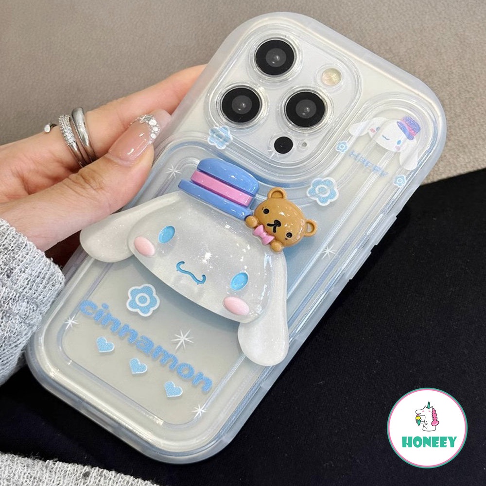 Casing Ponsel Cinnamoroll Stereo Kartun Lucu Untuk iPhone 14 Pro Max13 12 11 Pro MAX XR XS Max8 7Plus Transparan Full Cover Airbag Cover Pelindung