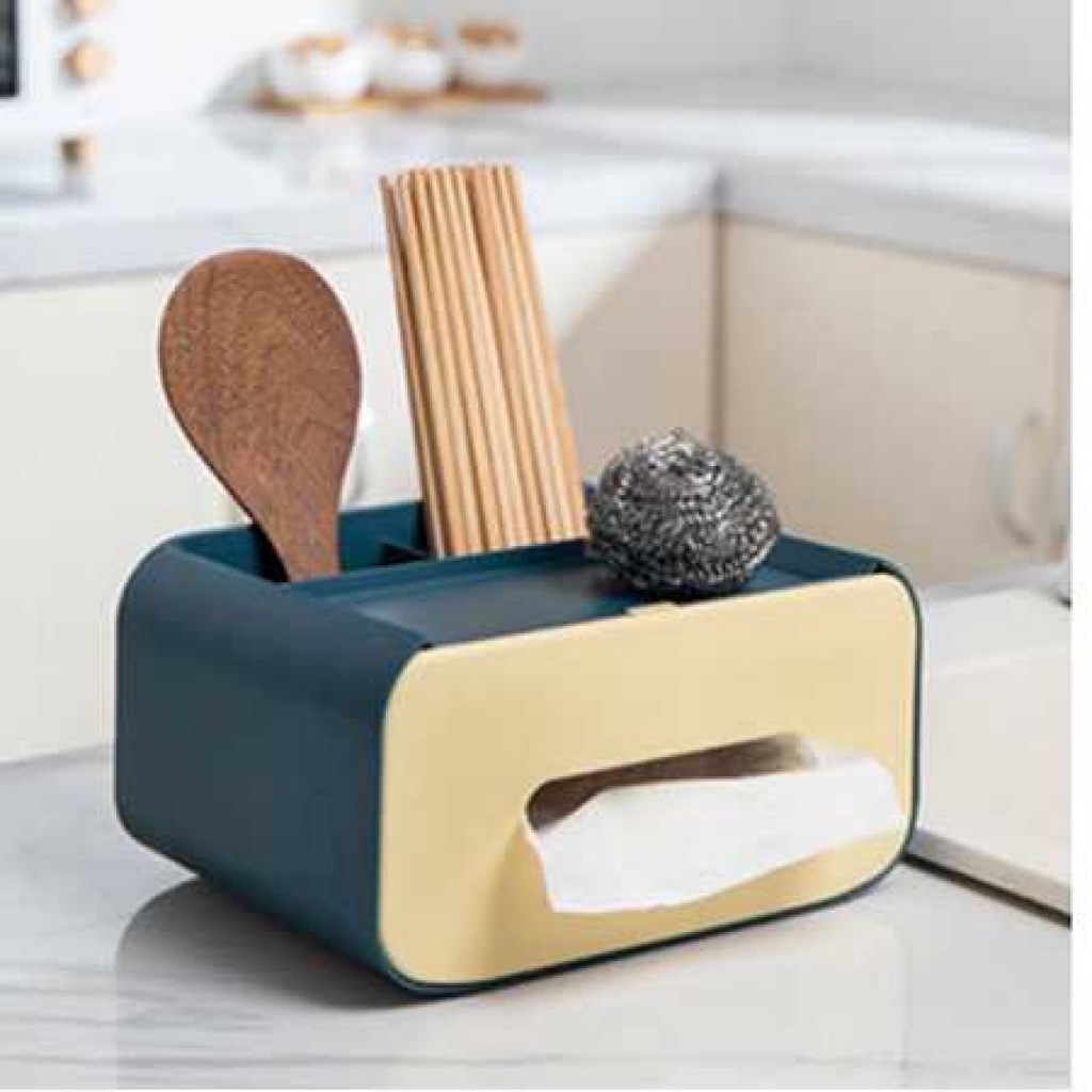 Kotak Tisu Organizer with Smartphone Holder - ZJ012 Putih