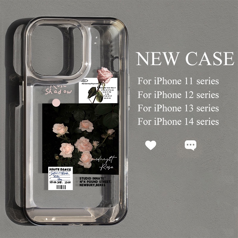 Vintag Pink Rose Case Untuk IPhone Kompatibel6 7 8 6Plus 7Plus 8Plus 11 14 Pro Max X XS XR 11 12 13 14 Pro Max SE 2020 2022 Plating Electroplated Buttons Shockproof Cover