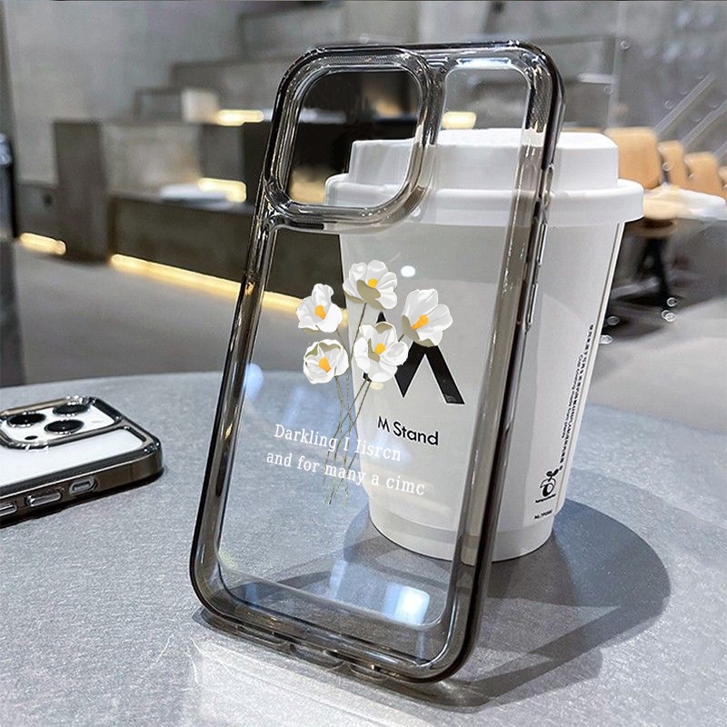 IPHONE Casing Bunga Untuk Iphone6 Kompatibel 7 8 6Plus 7Plus 8Plus 11 14 Pro Max X XS XR 11 12 13 14 Pro Pro Max SE 2020 2022 Plating Electroplated Buttons Shockproof Cover
