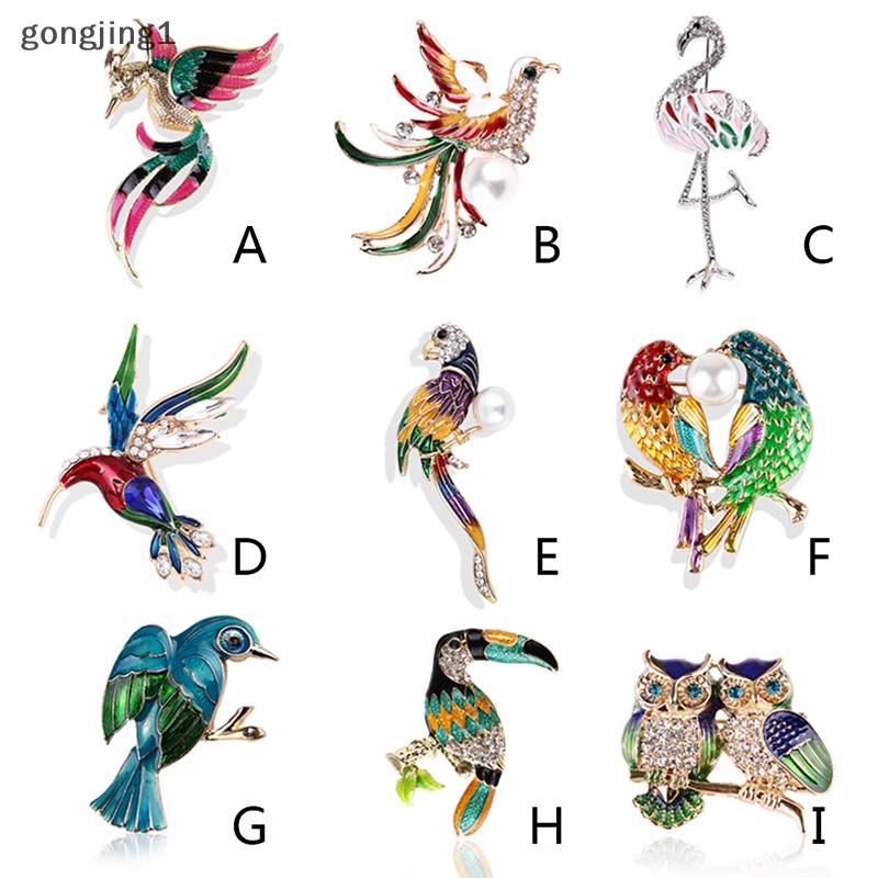 Ggg Wanita Flamingo Kristal Burung Phoenix Animal Bird Owl Breastpin Bros Pin Perhiasan ID