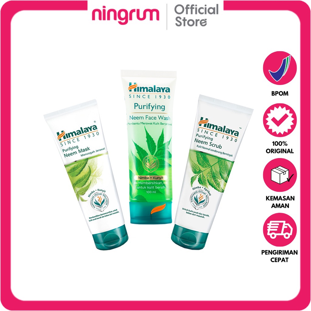 Ningrum - Himalaya Purifying Neem Series 150ml, 100ml &amp; 50ml  Face Wash | Neem Scrub | Neem Mask | Skincare Masker Perawatan Wajah Masker Wajah BPOM - 6401