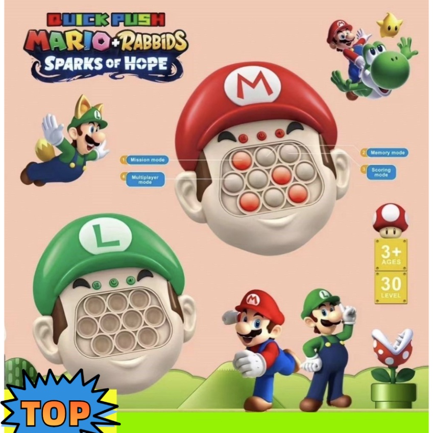 [Dalam Stok]mario Quick Push Game Console Pop It Bubbles Game Machine Mainan Edukasi Latihan Fokus Anak Memukul-A-Mole Mesin Game Puzzle Dekompresi Baru