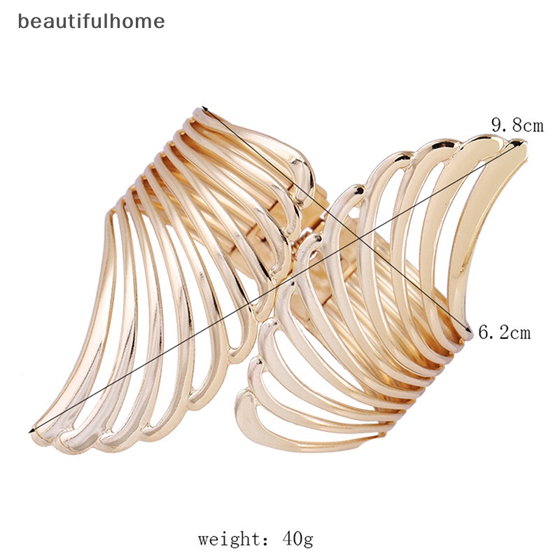 {beautifulhome} Tali Klip Gorden Free Punching Metal Light Surface Wings Pattern Buckle Gold.