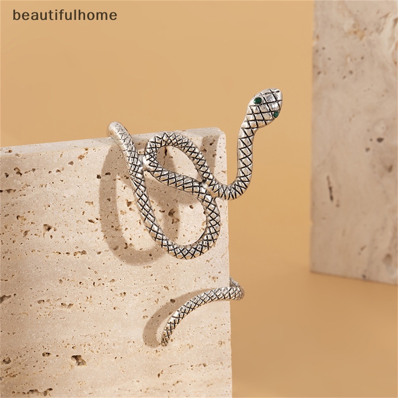 {beautifulhome} Punk Snake Cuff Gelang Pria Wanita Bohemian Fashion Perhiasan Sederhana Bangle Terbuka.