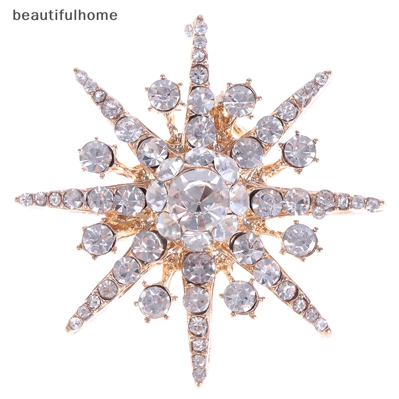 {Cantikrumah} Pernikahan Perak Snowflake Diamante Bros Berlian Imitasi Kristal Bros Pin Xmas Hadiah  .