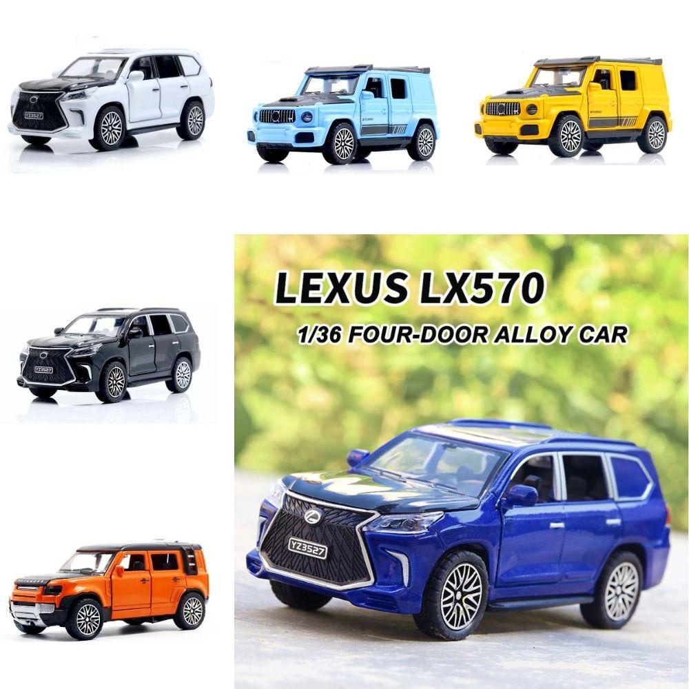 Patung Mobil QUINTON Miniatur, 4pintu Bisa Buka Simulasi Bahan Alloy Kendaraan Off-road, Dekorasi Kue Retro1/36 Lexus Lx570 Ornamen Kue Mini Untuk Mainan Anak