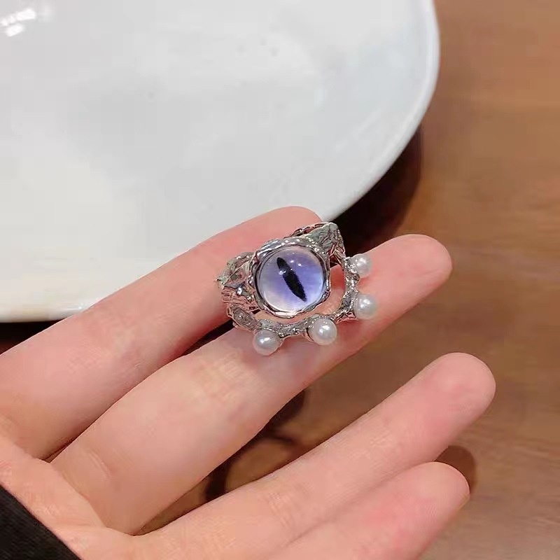 Double Layered Sweet Imitasi Mata Kucing Terbuka Rings/ Gadis Wanita Gaya Perancis Jari Cincin /Fashion Vintage Group Gelap Perhiasan Hadiah